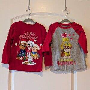 Paw Patrol Xmas/Valentine's Day 3T Shirt Bundle